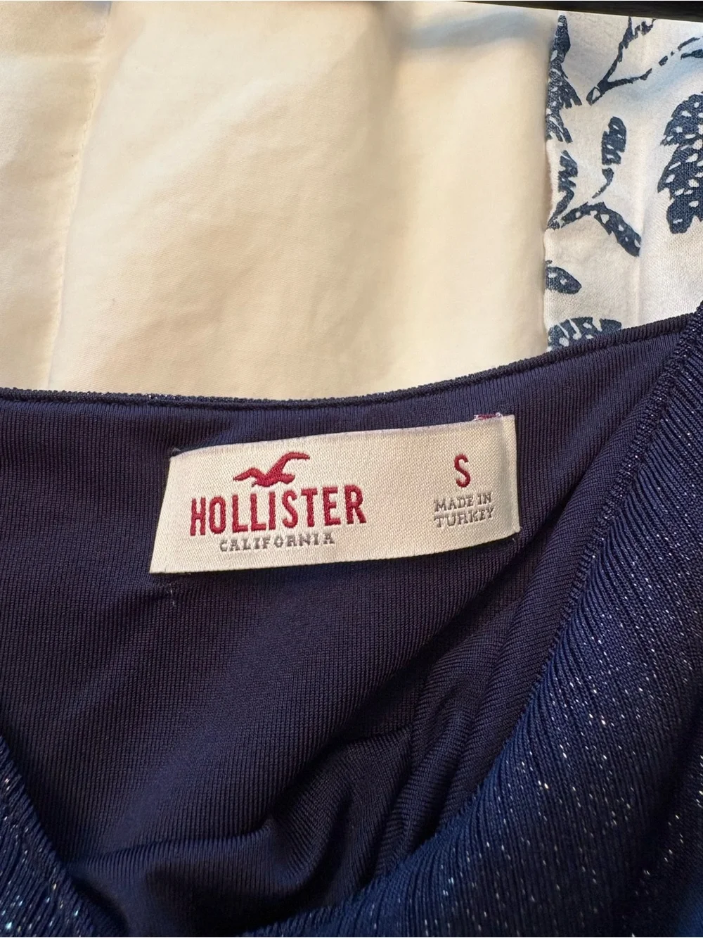 Hollister Navy Sparkle Pleated Midi Dress